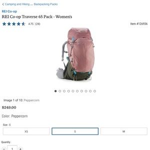 REI Traverse 65 Pack - Women’s Sm. - Rare Color